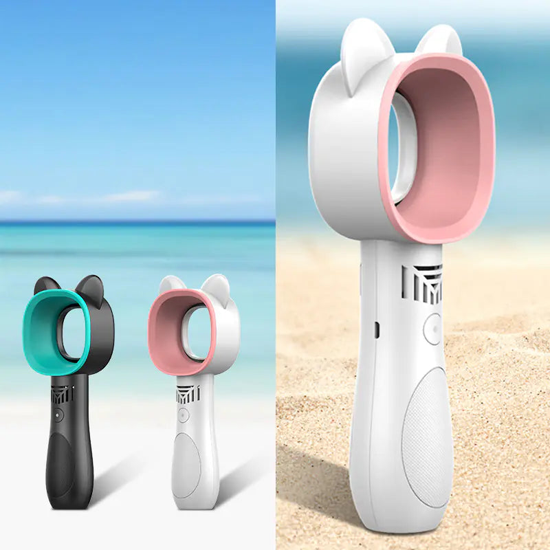Foldable Leafless Fan with Stand - Cartoon Handheld Fan