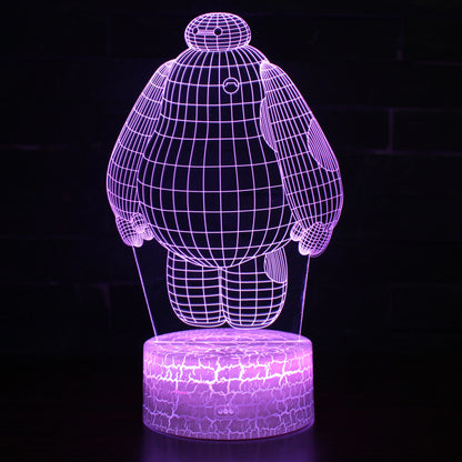 LED 3D Night Light with Remote - Baymax and Bear