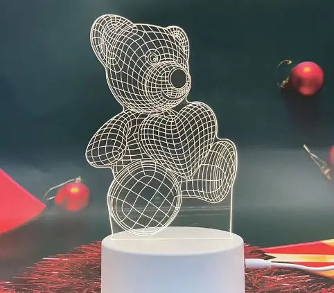 LED 3D Night Light with Remote - Baymax and Bear