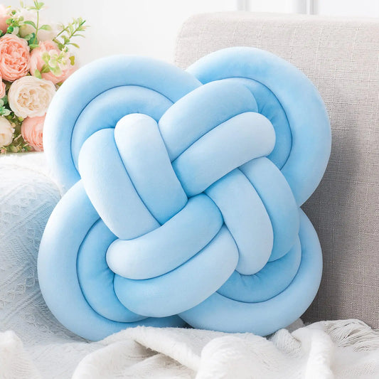 Xiashrk Knot Pillow Decorative Throw Pillows with Soft Plush for Couch 12" Knotted Pillows Blue Dorm Room Decor Rope Knot Pillow Ball Decorative Cushion for Bed Living Room