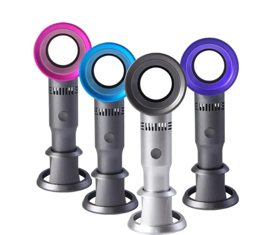 Foldable Leafless Fan with Stand - Cartoon Handheld Fan