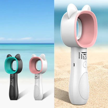 Foldable Leafless Fan with Stand - Cartoon Handheld Fan