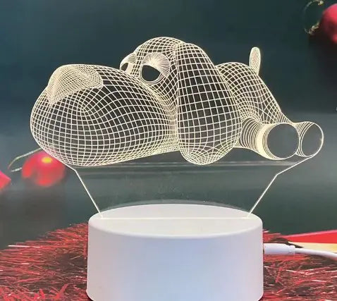 LED 3D Night Light with Remote - Baymax and Bear